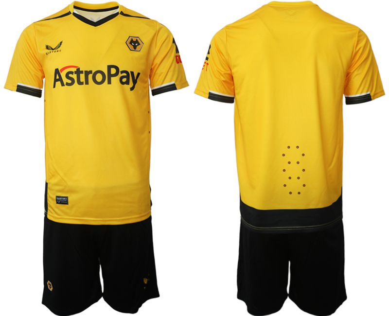 Cheap Men 2022-2023 Club Wolverhampton Wanderers home yellow blank Soccer Jersey